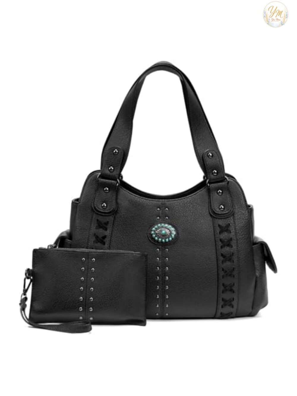 Large Western Tote Bag Top Handle Satchel with Clutch Wallet